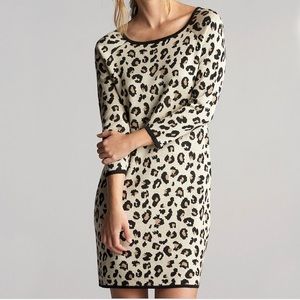 Velvet leopard sweater dress never worn xs s